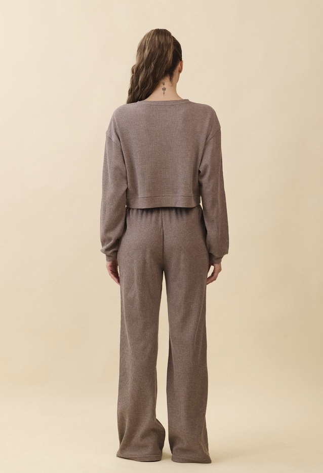 PJ483 WAFFLE LOUNGE PANTS BROWN SOLID サイズ: S