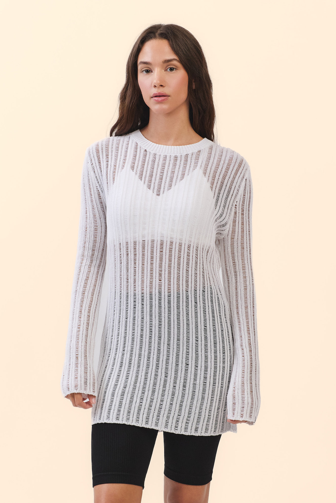 SP205 SHEER COVER-UP KNIT WHITE SOLID