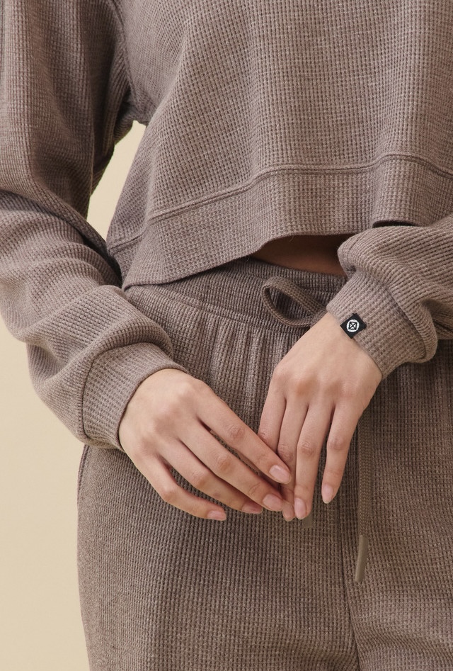 TL139 SOFT CROP WAFFLE LONG TEE BROWN SOLID サイズ: ONESIZE