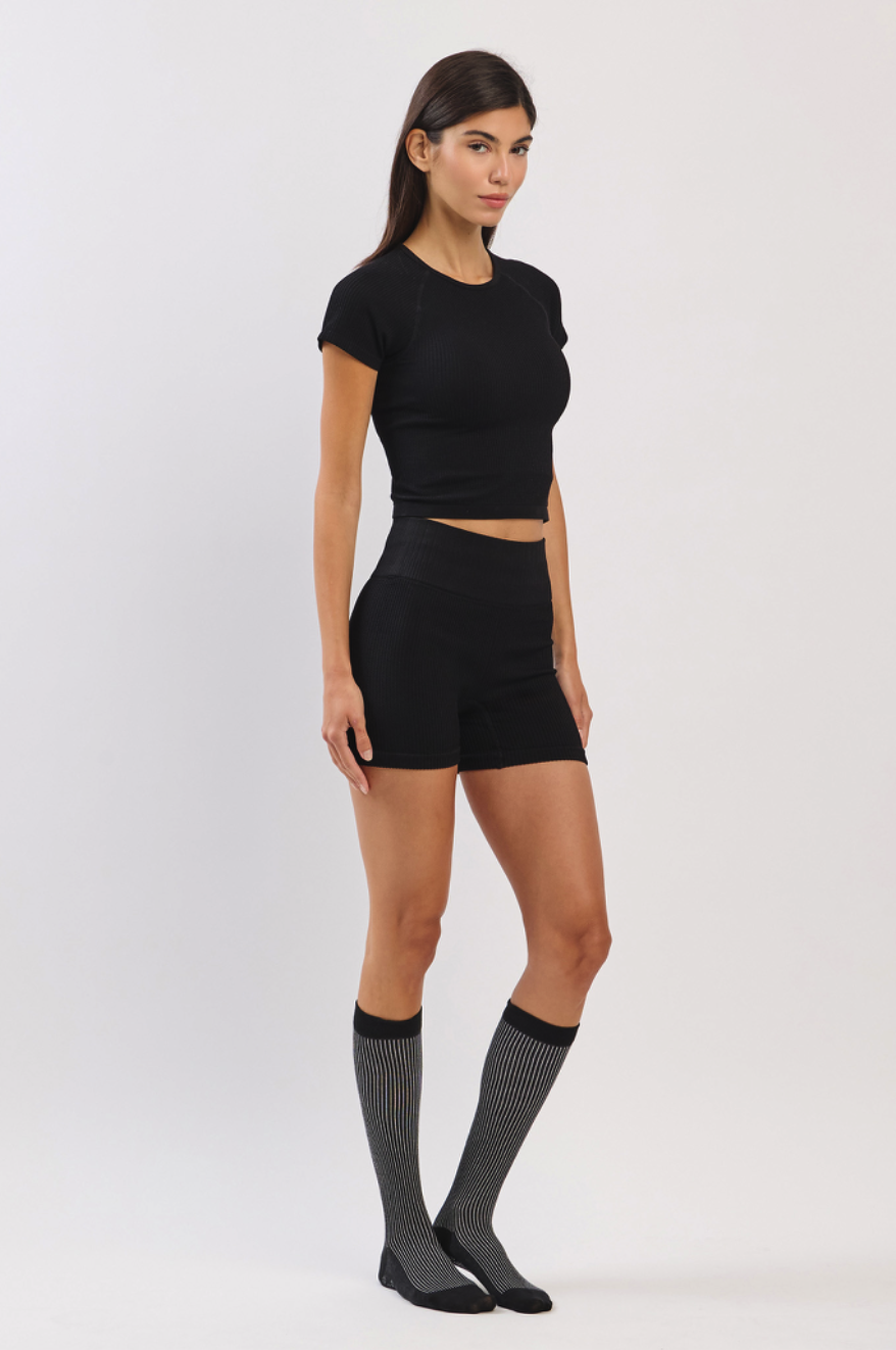 TS006 WAFFLE TOP BLACK サイズ: S/M