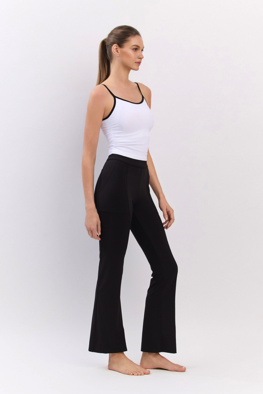 PL408 SLIT BOOT-CUT PANTS BLACK サイズ: S/M