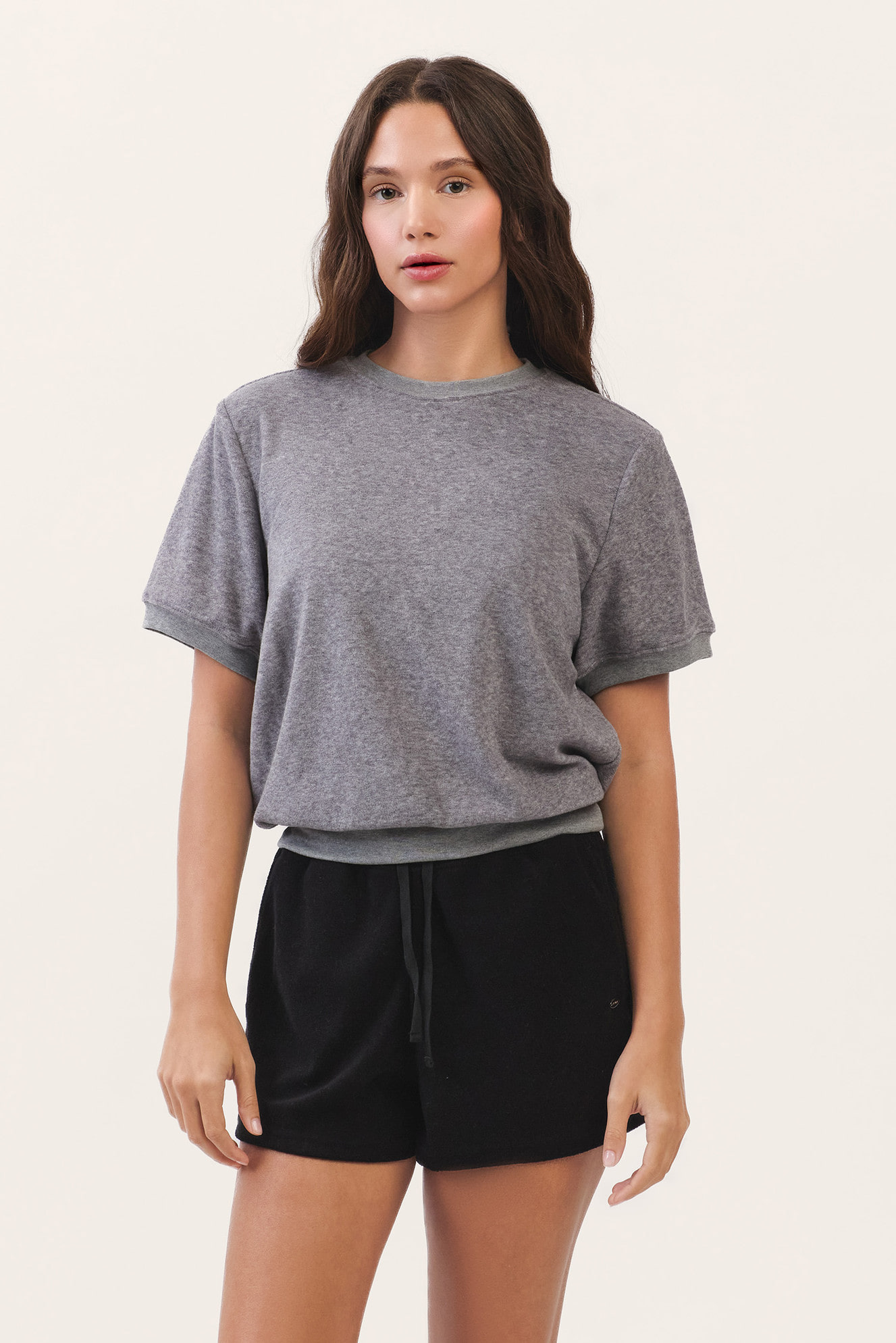 TS132 SOFT TERRY TEE CHARCOAL SOLID サイズ: F