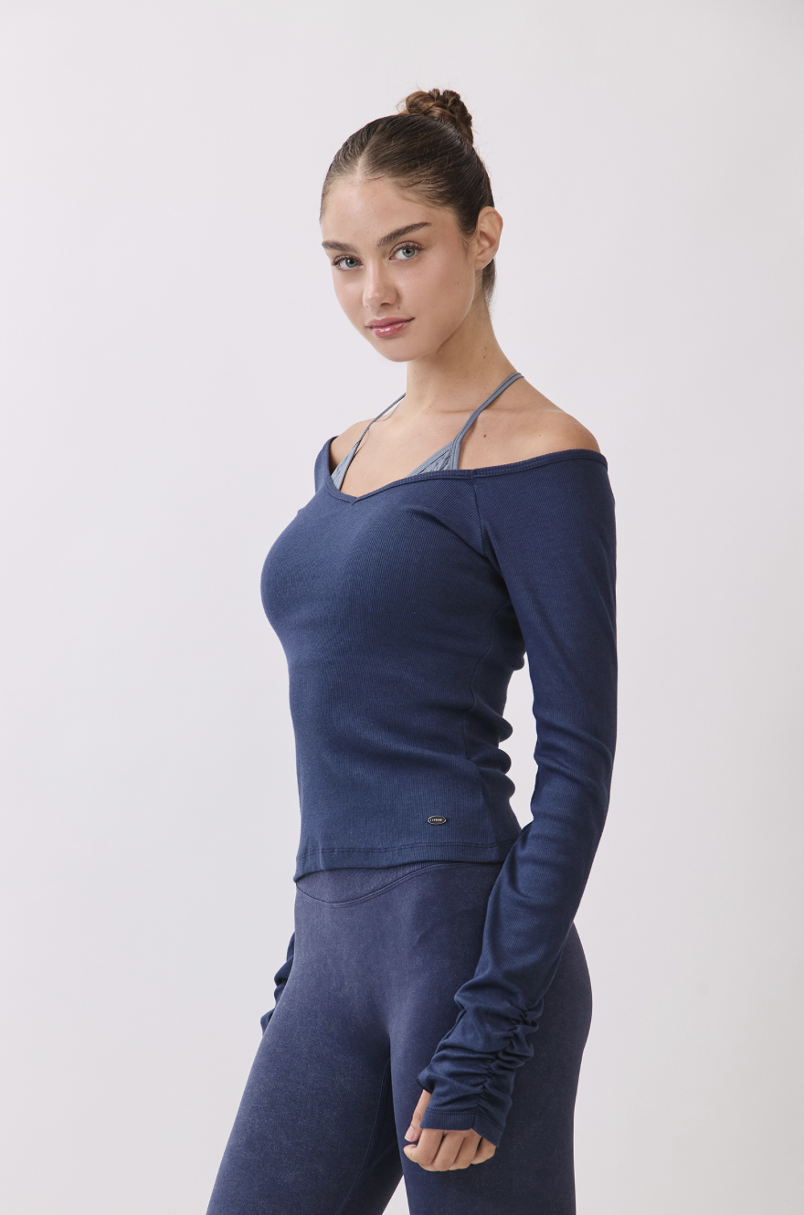 TL134 RIBBED L/SLEEVE T-SHIRT D.GRAY サイズ: S/M