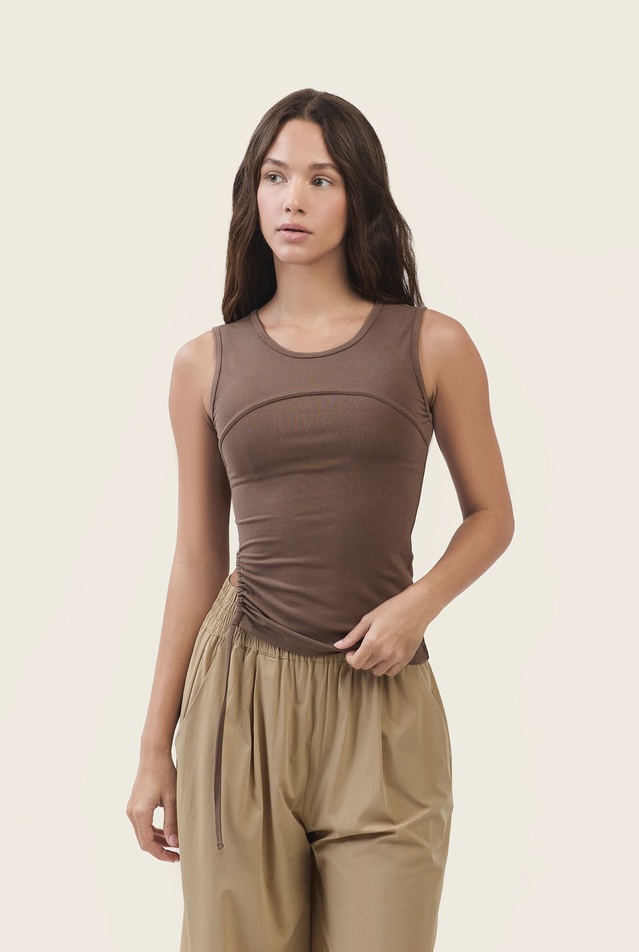 TS135 CONTOUR STRING SLEEVELESS MILK CHOCOLATE SOLID サイズ: S