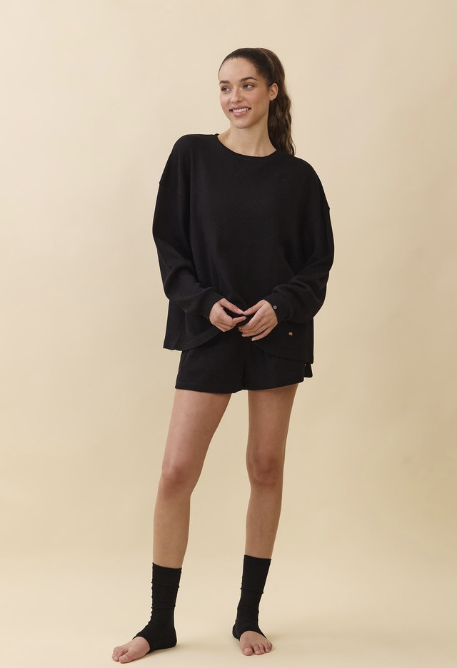 TL138 SOFT WAFFLE LONG TEE BLACK SOLID サイズ: ONESIZE