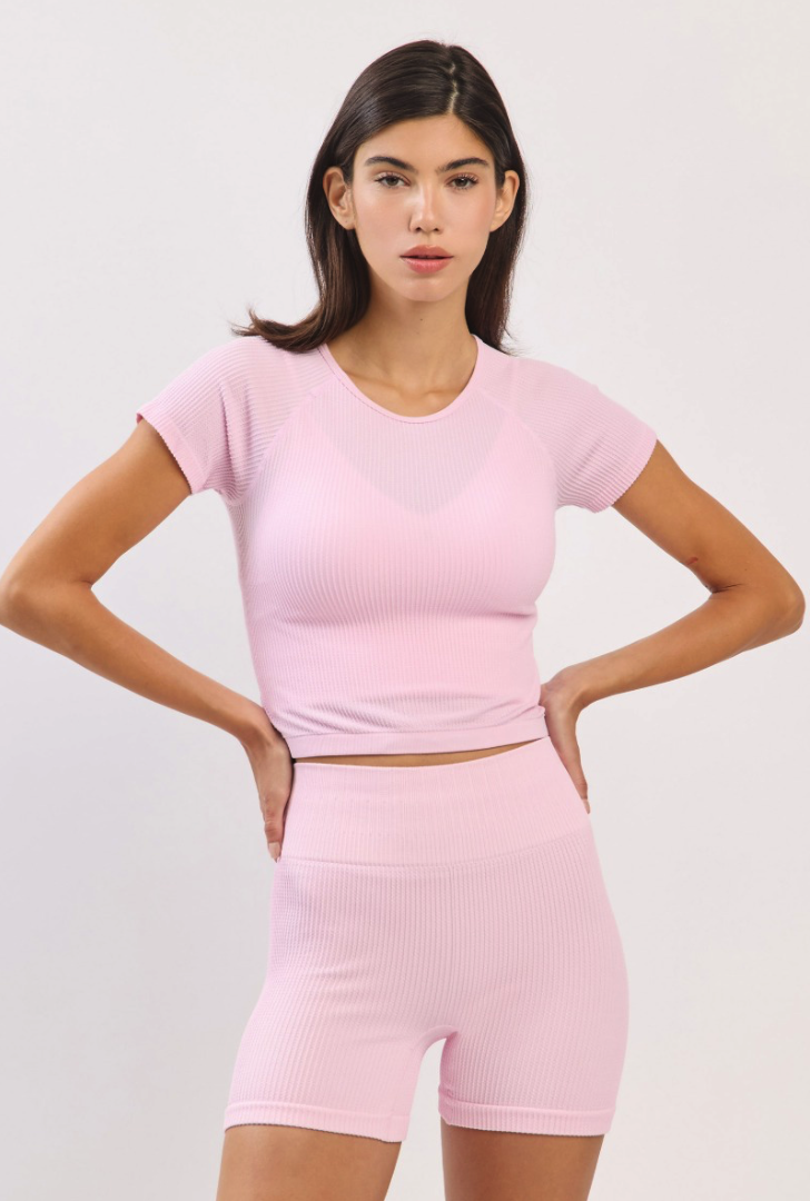 TS006 WAFFLE TOP PINK サイズ: S/M