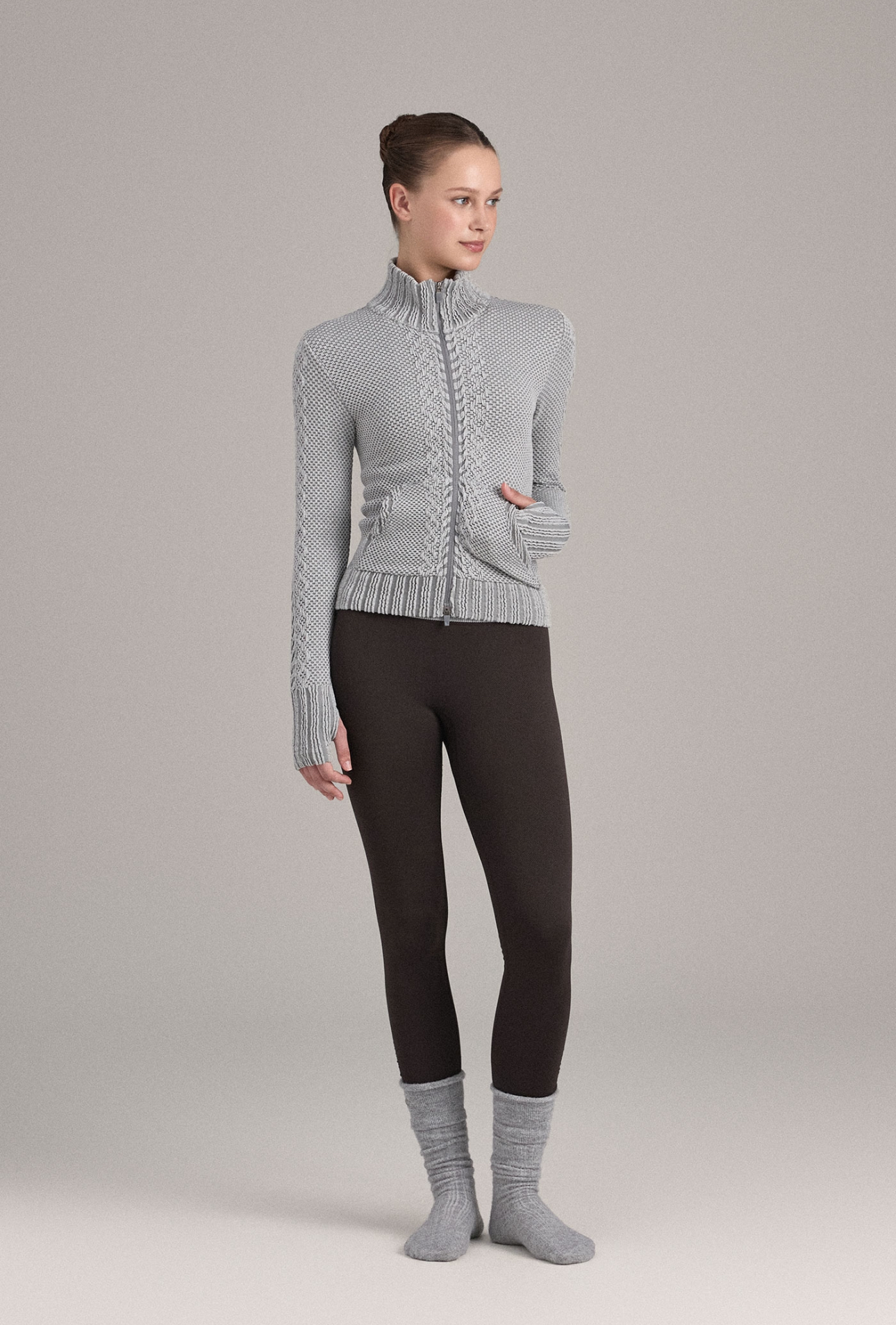 TZ151 SPONGE ZIP-UP M.GRAY SOLID サイズ: S/M
