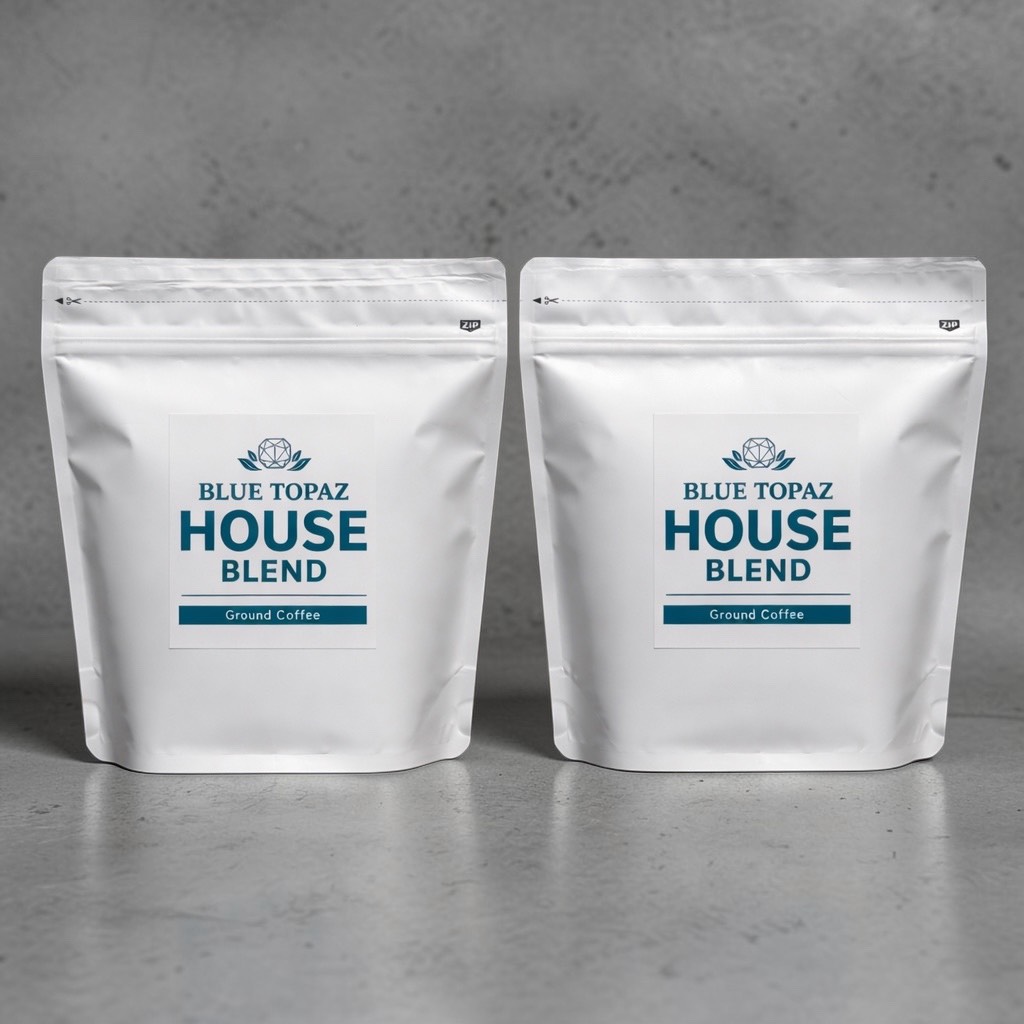 【2個セット】おかわりしたくなるコーヒー BLUE TOPAZ HOUSE BLEND コーヒー 粉 250g ブルートパーズ ハウスブレンド 自然栽培 ティピカAA 無農薬 コストコ スタバ風