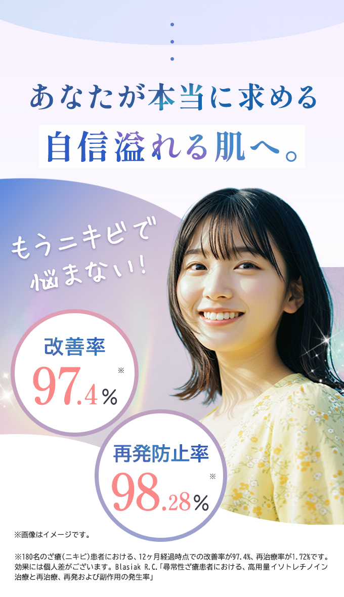 イソトレチノイン内服治療でもうニキビに悩まない
