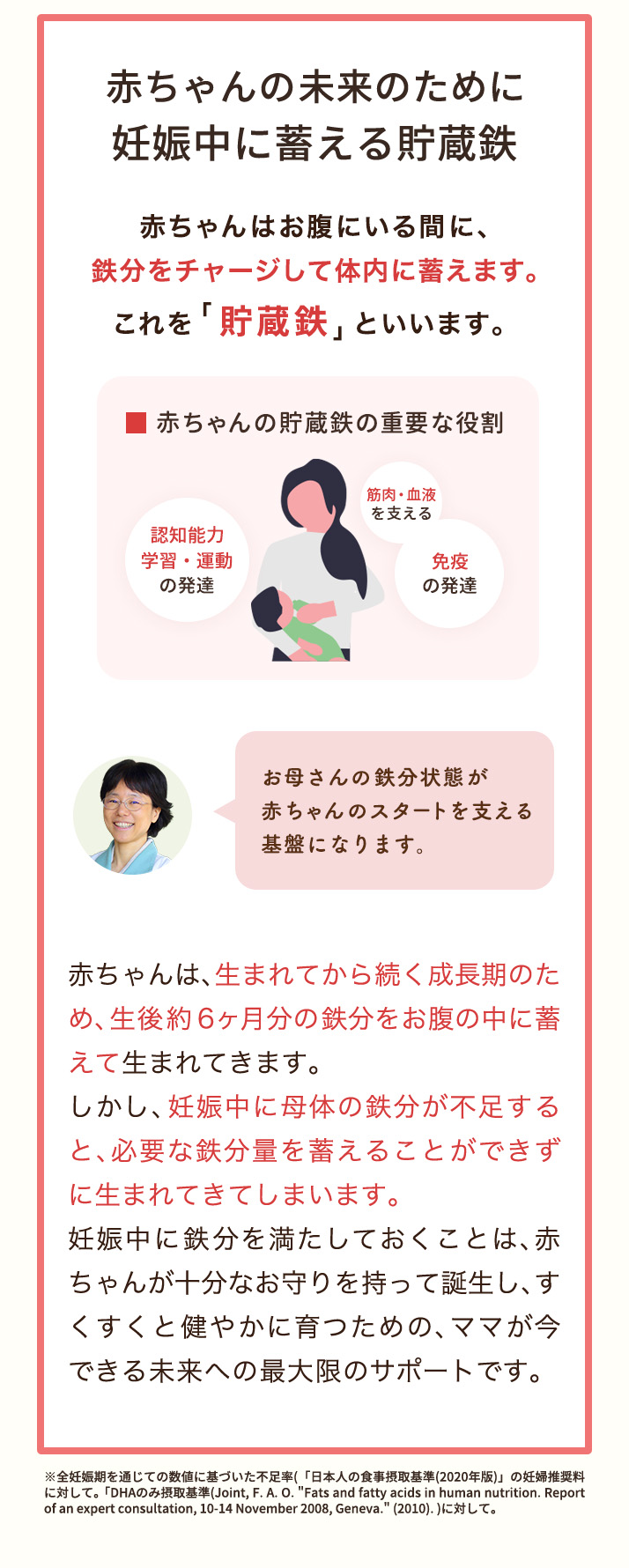 妊娠中に蓄える貯蔵鉄