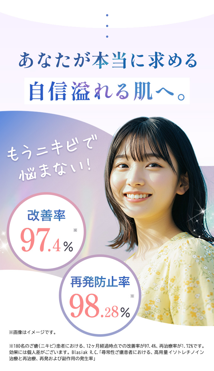 イソトレチノイン内服治療でもうニキビに悩まない