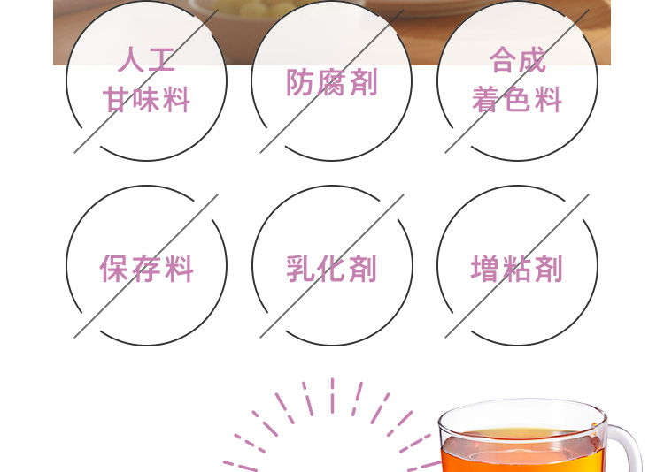 人工甘味料・防腐剤・合成着色料・保存料・乳化剤・増粘剤 不使用