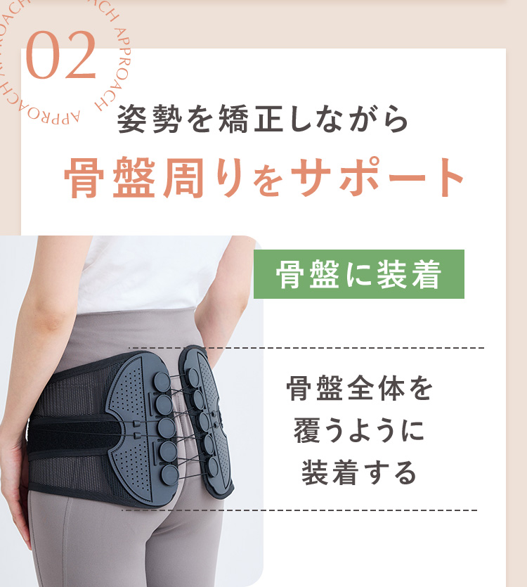 姿勢を矯正しながら骨盤周りをサポート