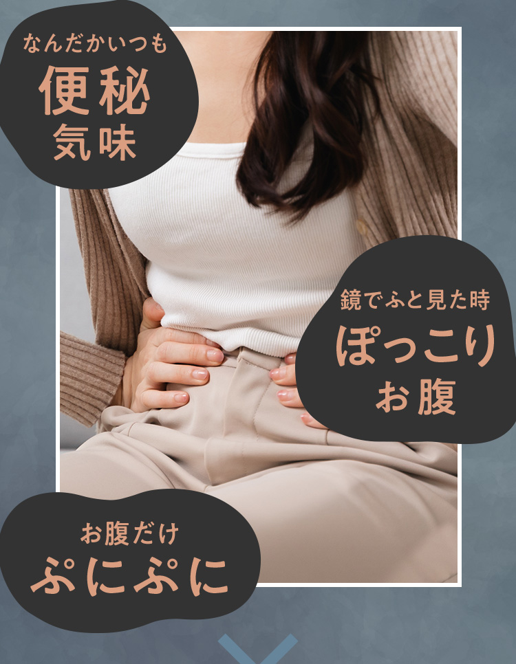 なんだかいつも便秘気味 鏡でふと見た時ぽっこりお腹 お腹だけぷにぷに