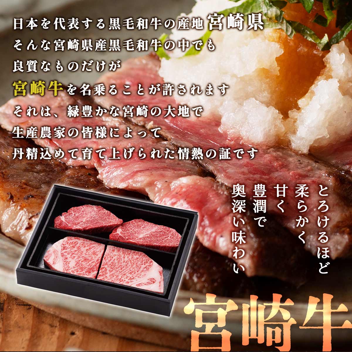 [冷凍の匠] 宮崎牛 ステーキ贅沢食べ比べ(ヒレ・ロース)