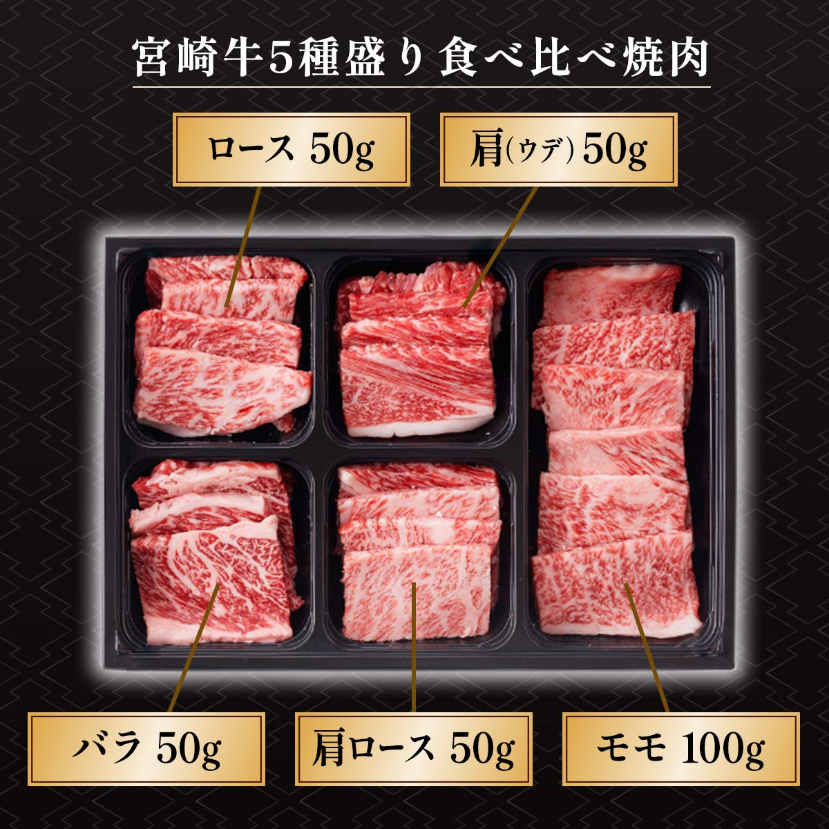 [冷凍の匠] 宮崎牛 5種盛り食べ比べ焼肉