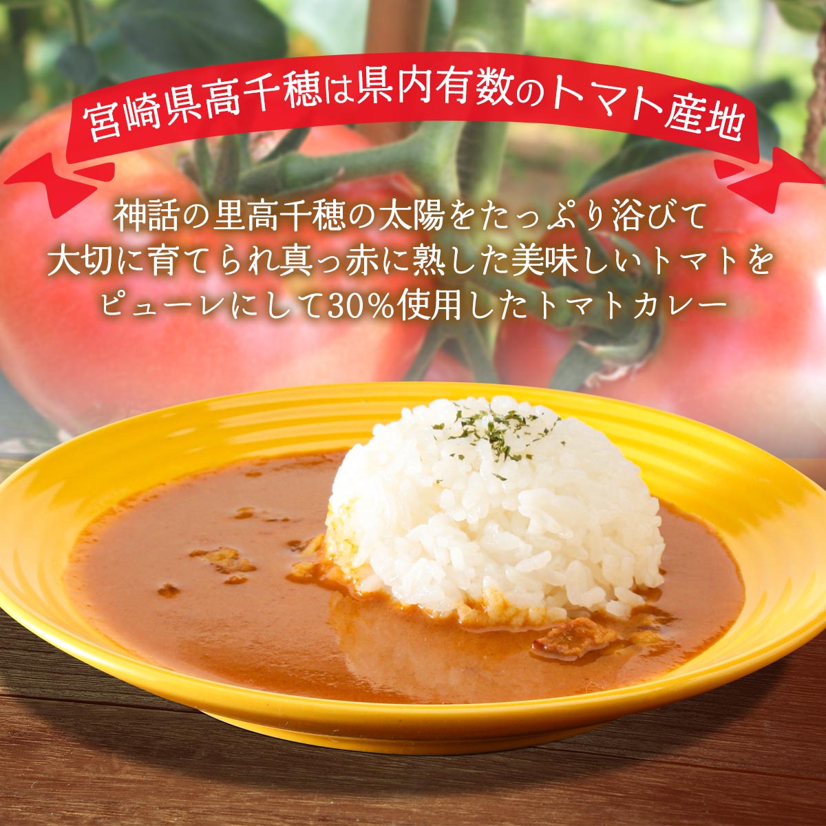 【ご家庭用におすすめ！】高千穂生まれのトマトカレー180ｇ×30箱