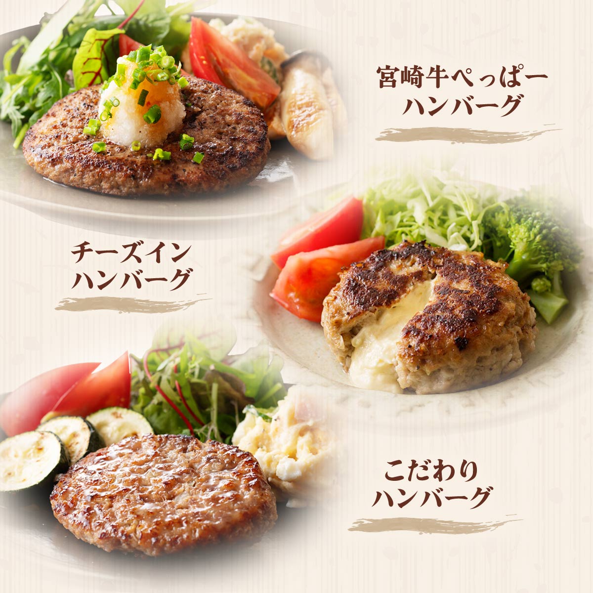 ミヤチク満足ハンバーグセット