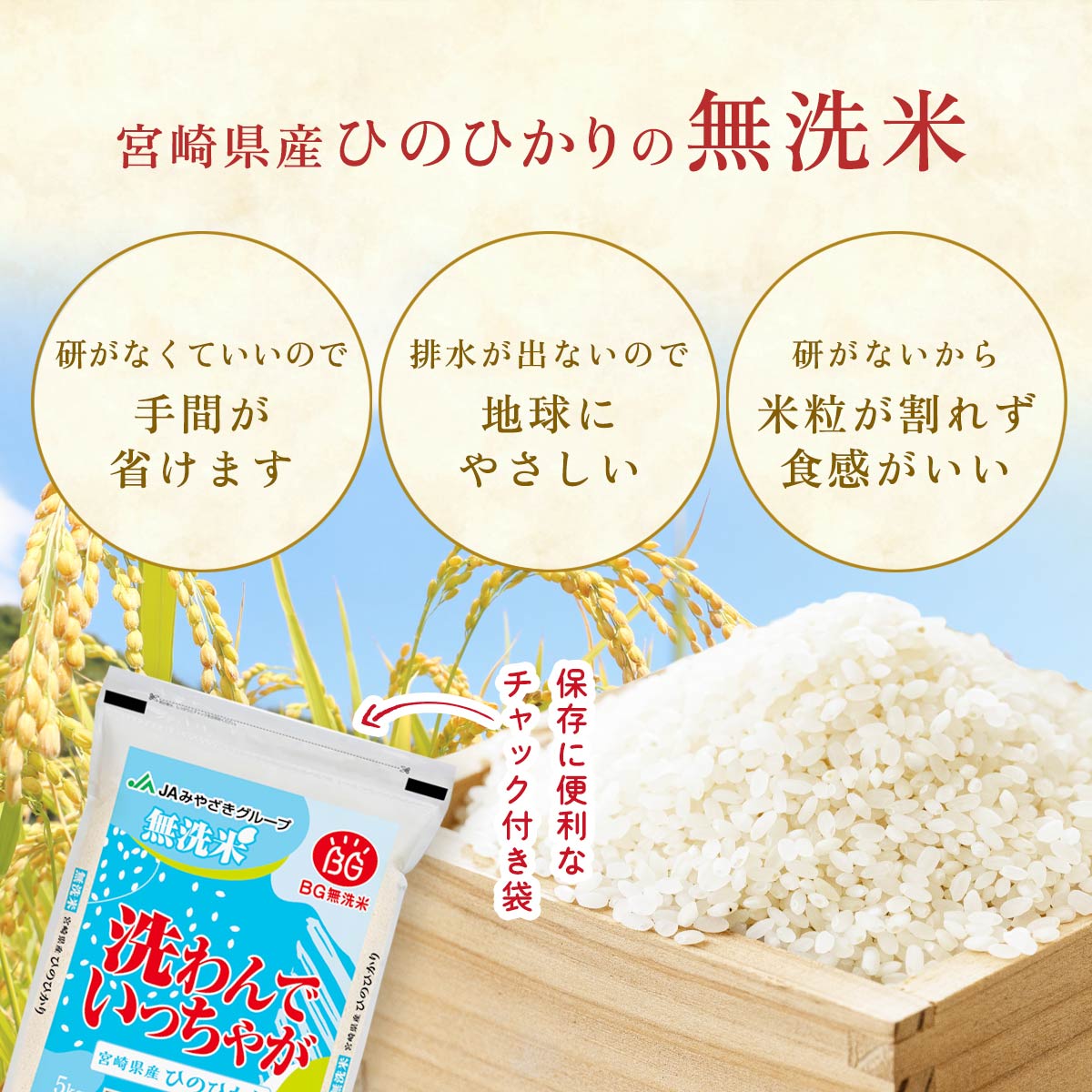 【令和7年産】宮崎県産 無洗米 ひのひかり 5kg