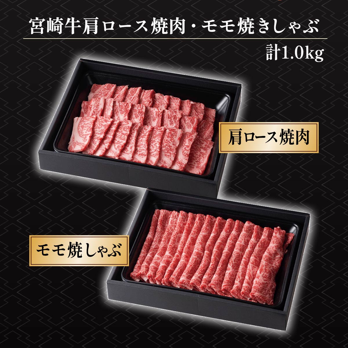 宮崎牛 肩ロース焼肉・モモ焼きしゃぶセット 計1.0kg
