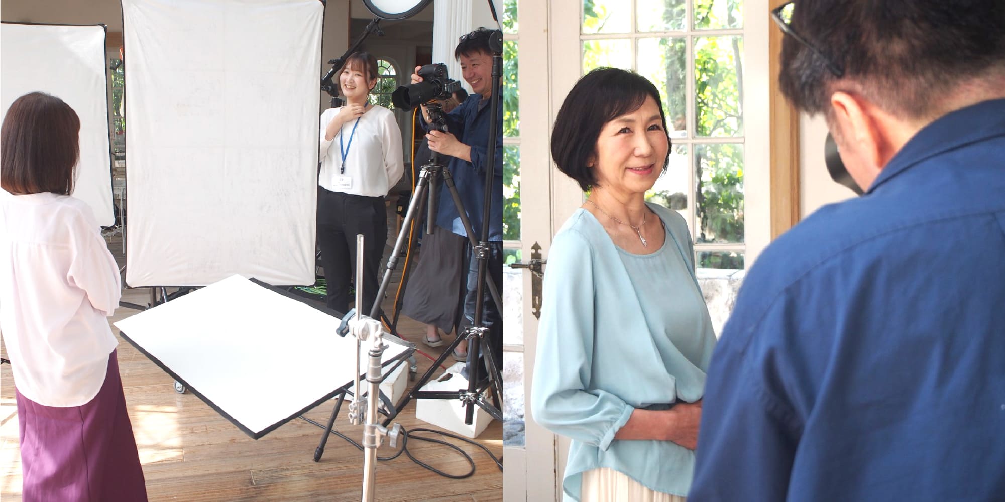 撮影中は緊張をほぐすようにスタッフが会話を弾ませ、リラックスした表情を引き出します。