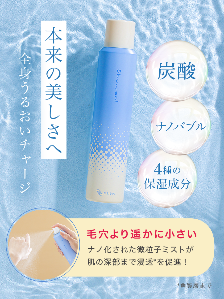 【3本セット購入】Shuwari　-しゅわり- 　さとう式炭酸ナノバブル化粧水