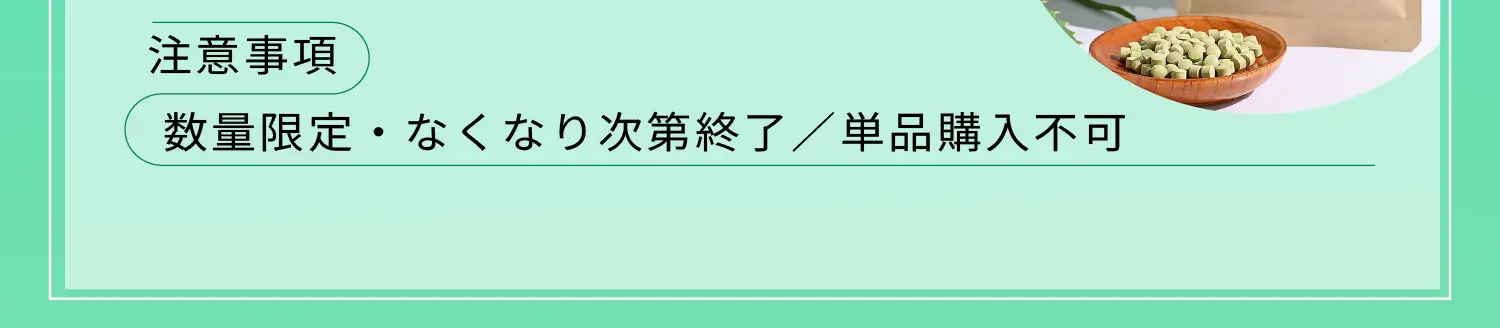 注意事項:数量限定・なくなり次第終了／単品購入不可