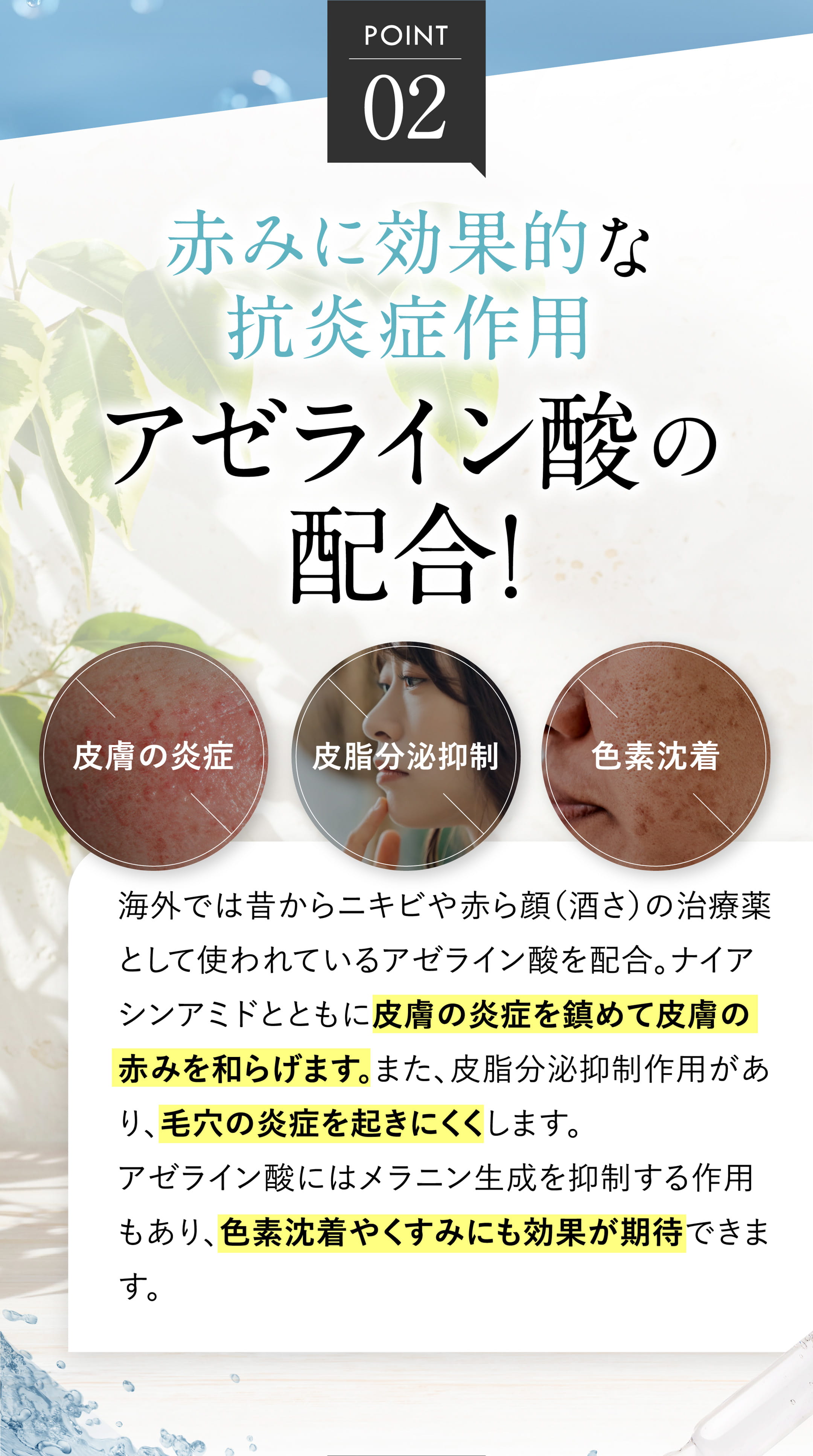 赤みに効果的な抗炎症作用 アゼライン酸の配合!