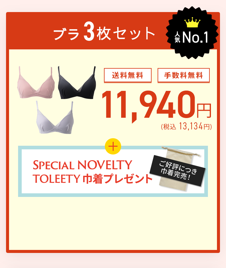 TOLEETY トゥリーティ 軽やかストレスフリーブラ