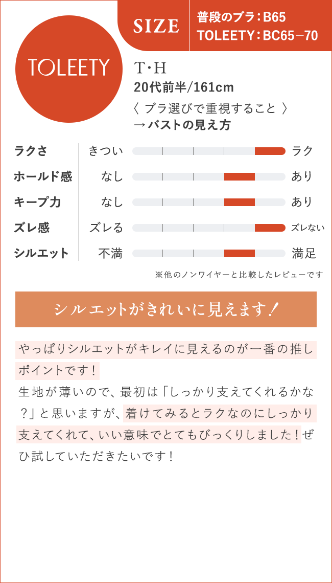 シルエットがきれいに見えます！