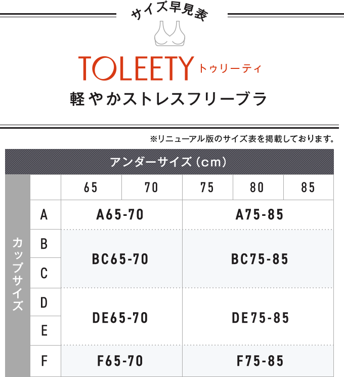 サイズ早見表 ブラ