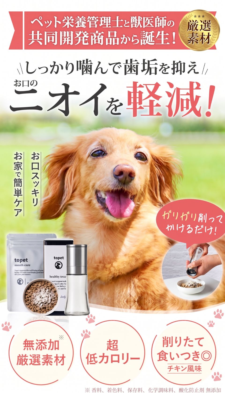 しっかり噛んで歯垢を抑えて、お口のニオイを軽減