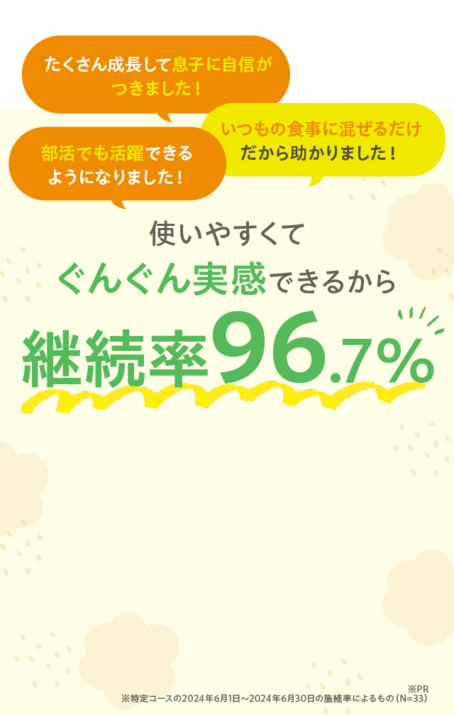 使いやすくてぐんぐん実感できるから満足率96.7％