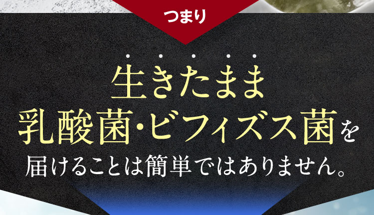 つまり 生きたまま乳酸菌・ビフィズス菌を届けることは簡単ではありません。