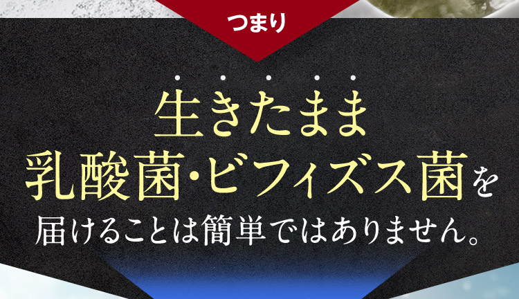 つまり 生きたまま乳酸菌・ビフィズス菌を届けることは簡単ではありません。