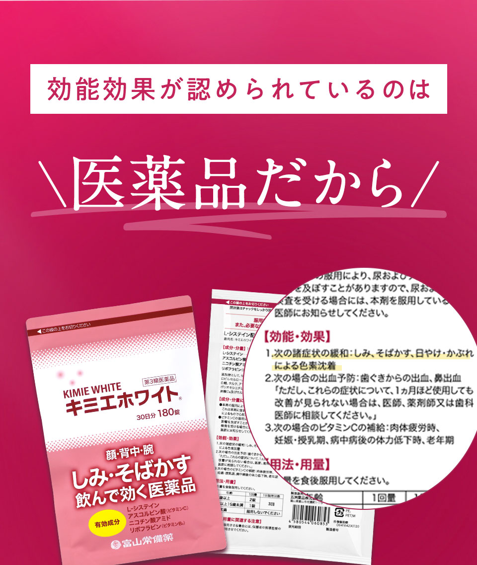 第3類医薬品 キミエホワイト シミに“肌の奥”から効く！飲む医薬品で
