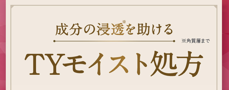 成分の浸透※を助ける TYモイスト処方 ※角質層まで