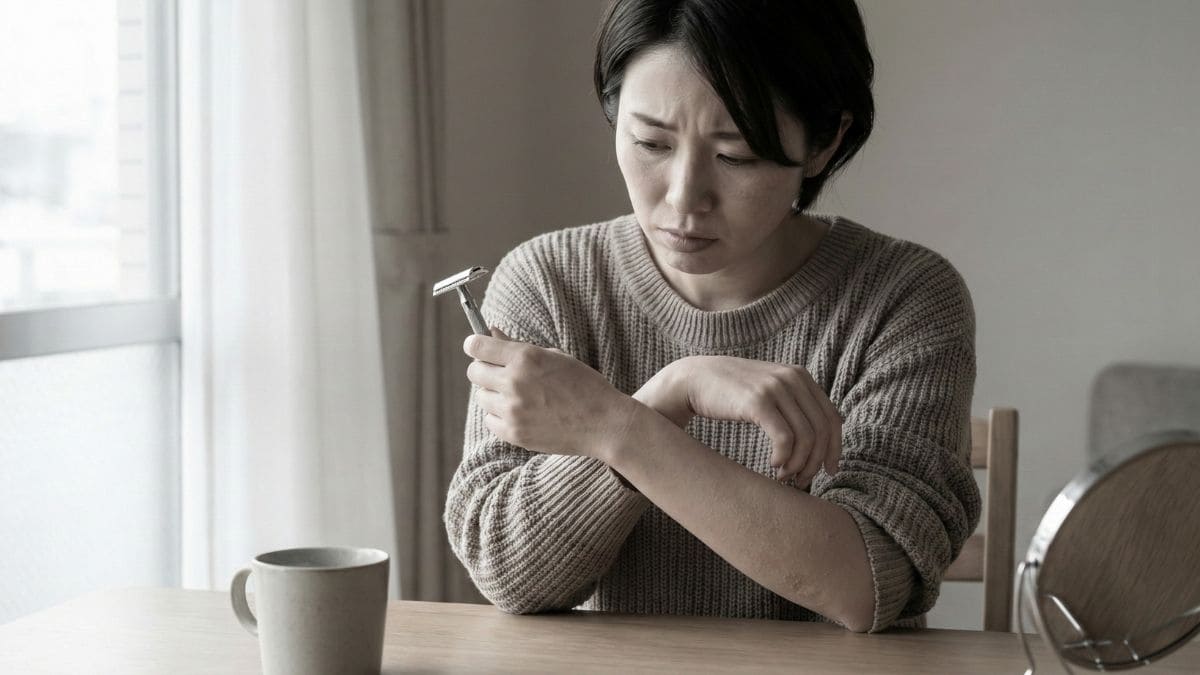 カミソリ負けや乾燥肌に悩む女性のイメージ