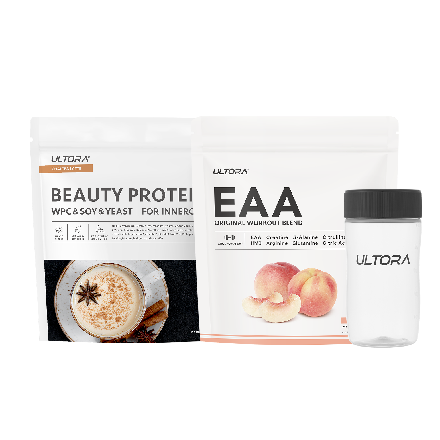 【母の日】ビューティー チャイティーラテ風味+ EAA ピーチ風味+ シェイカー