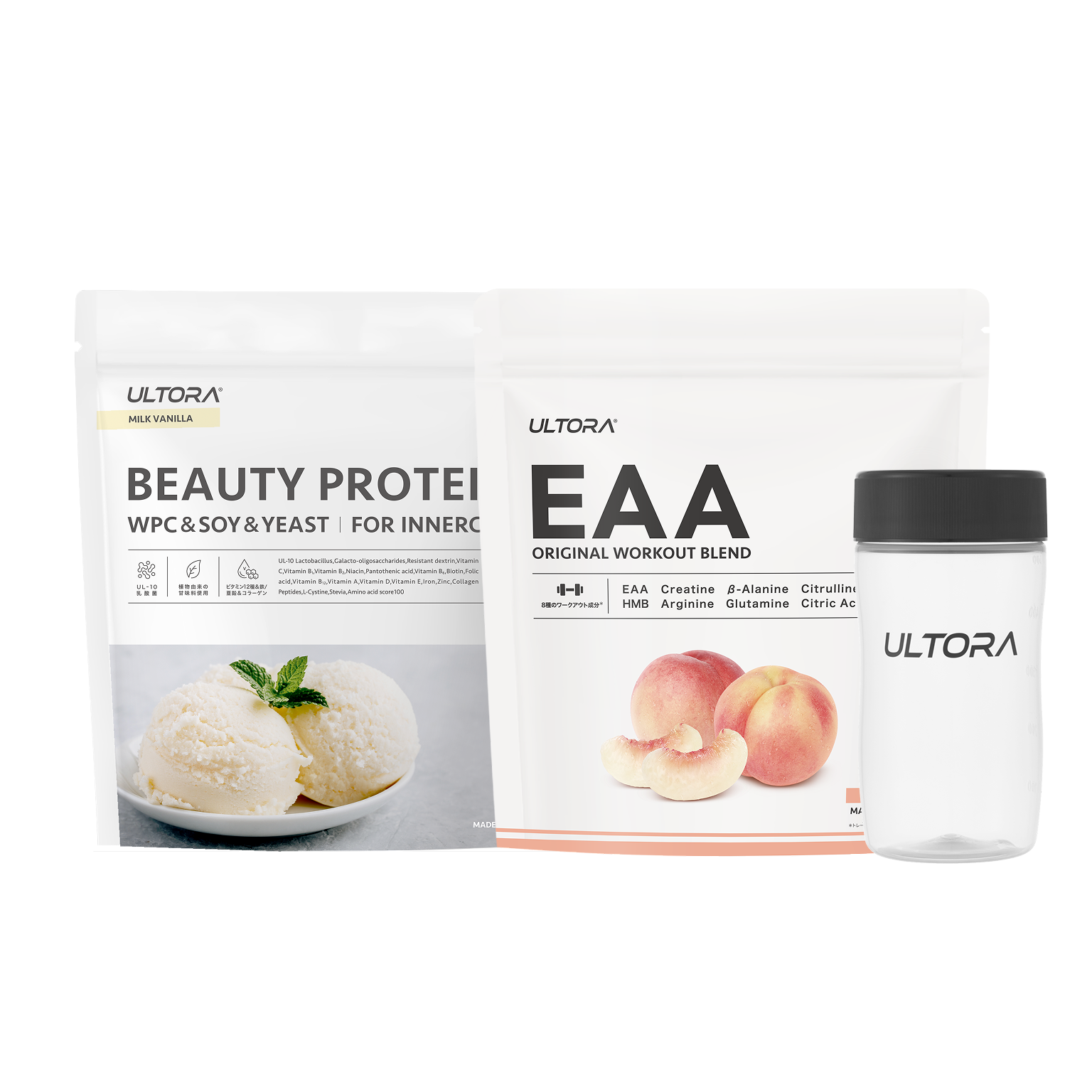 【母の日】ビューティー ミルクバニラ風味+ EAA ピーチ風味+ シェイカー