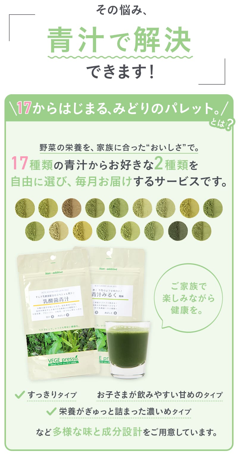 その悩み、青汁で解決できます！