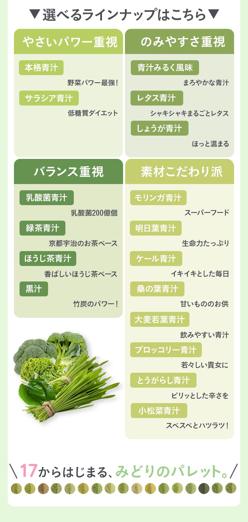 選べるラインナップはこちら