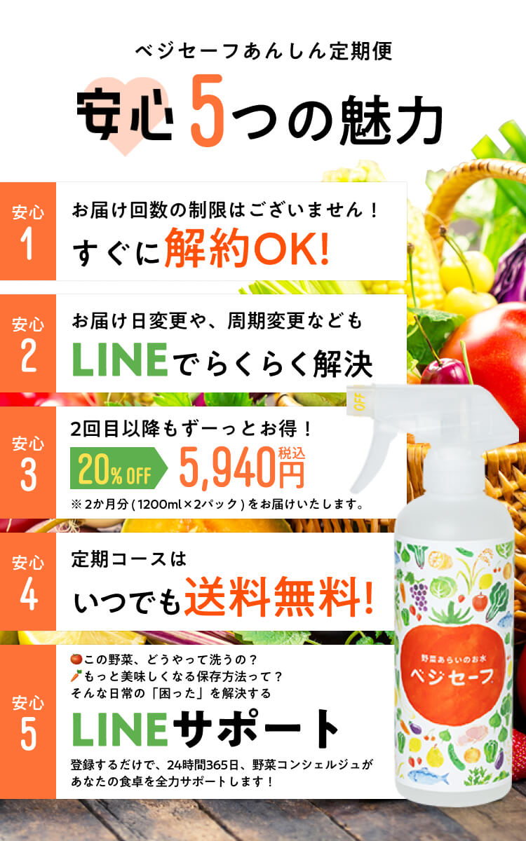 ベジセーフ定期便 安心5つの魅力