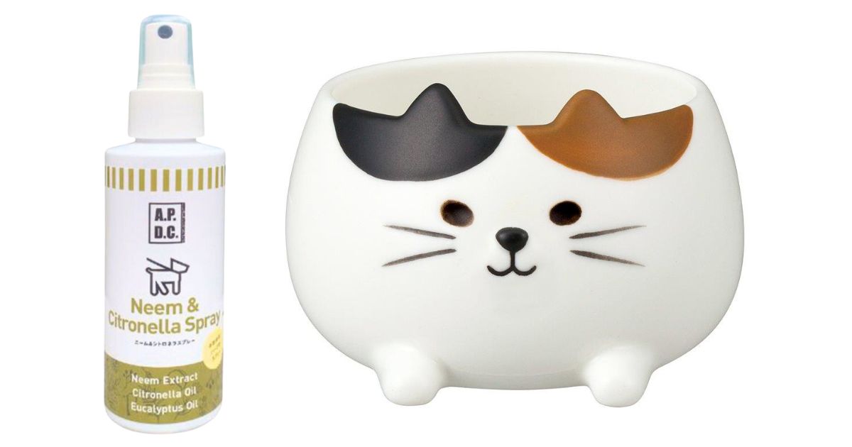 【虫よけアイテム2点セット】ニーム＆シトロネラスプレー125ml・虫よけアニマルカップ ねこ