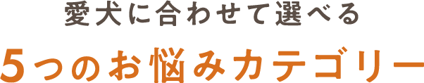 愛犬に合わせて選べる5つのお悩みカテゴリー
