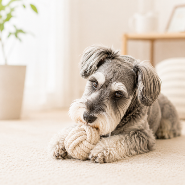 犬が硬いおもちゃを噛むイメージ