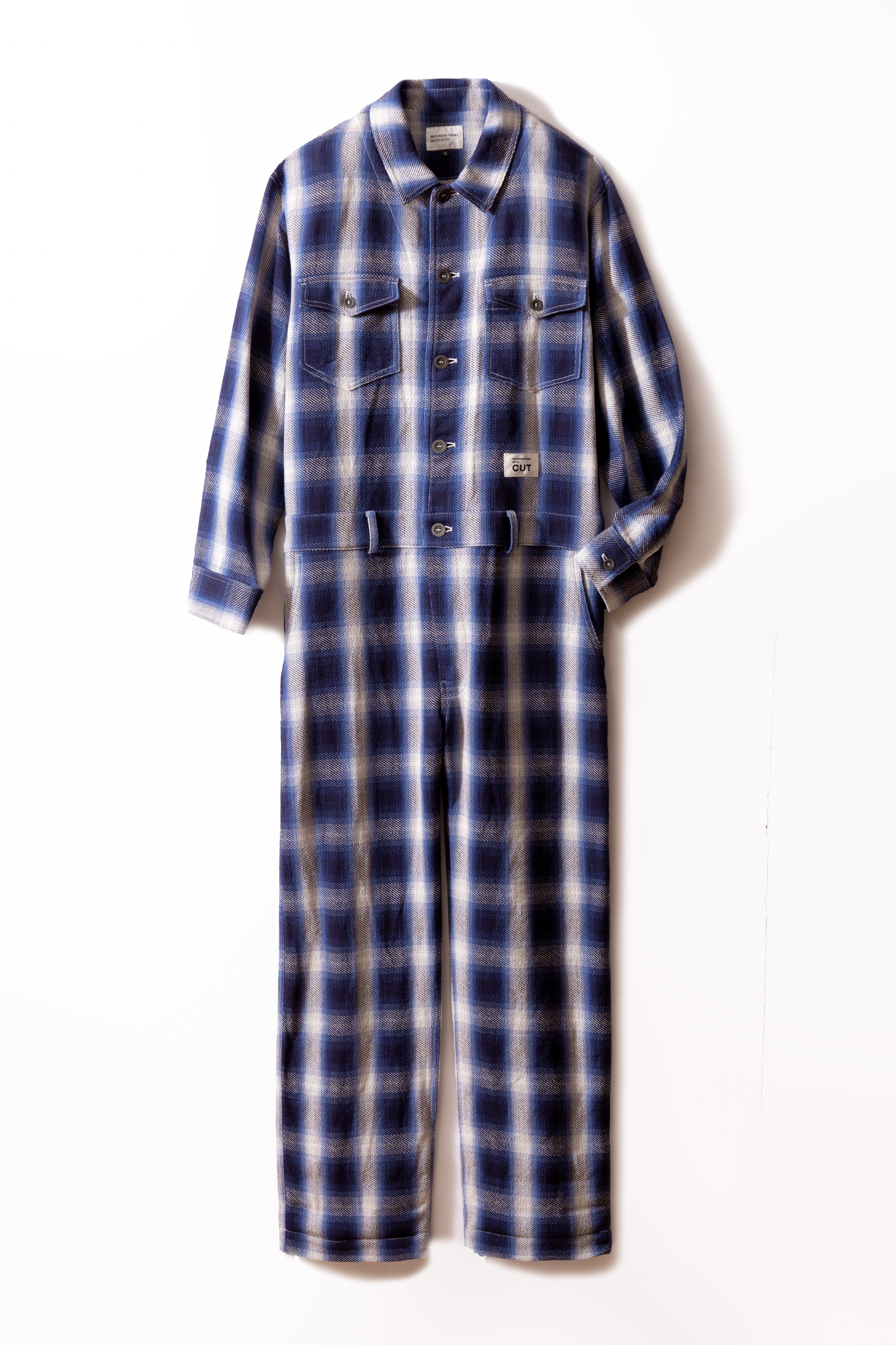 CUT JUMPSUIT PLAID PATTERN / NAVY SIZE: XS