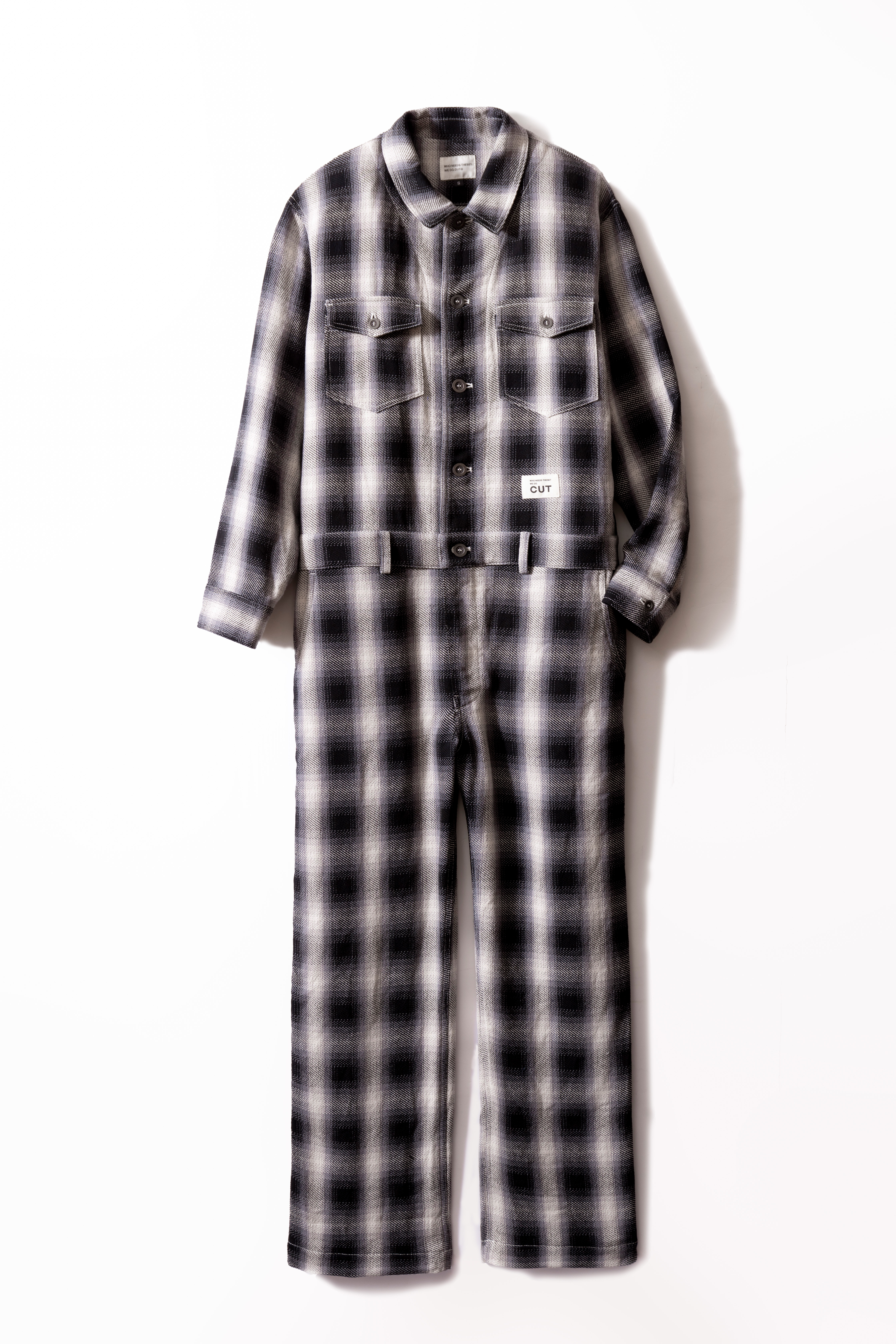 CUT JUMPSUIT PLAID PATTERN / BLACK SIZE: XS