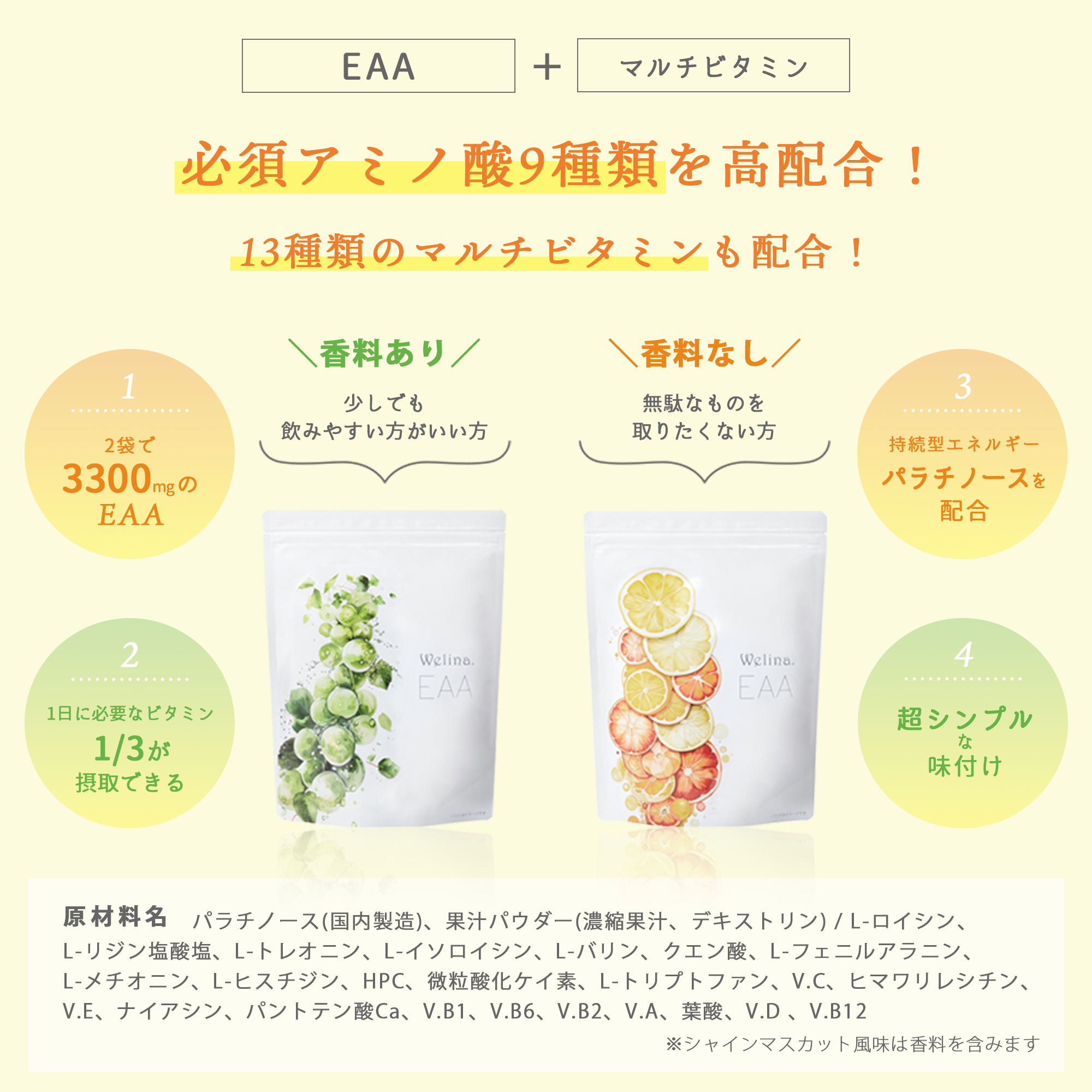 ［定期商品］Welina.EAA フレーバー: グレープフルーツ味&グレープフルーツ味