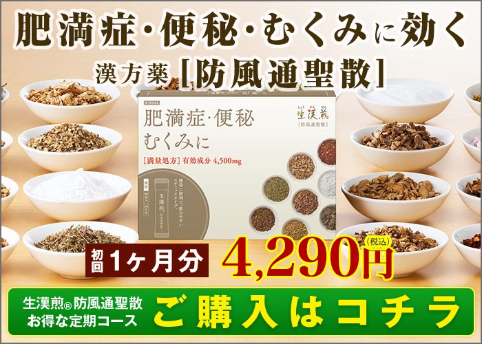 生漢煎®『防風通聖散(ぼうふうつうしょうさん)』の購入はこちら